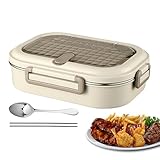 Liqzirtu Thermo Lebensmittelbehälter | Isolierte Brotdose - Spülmaschinen- Und Mikrowellengeeignet Auslaufsicher Edelstahl Mit Besteck Unterteilte Schüssel Für Pflege Snacks Salate Picknick