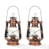Petroleumlampe, 2PCS Retro Outdoor Sturmlaterne, 25CM Öllampe für Camping, Garten, Zuhause und Deko (2er Set Bronze)