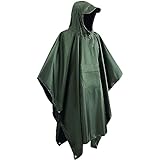 BIISDOST Tragbarer Regenponcho mit Kapuze zum Wandern, Camping, Angeln Tapas Spanisch (AG, One Size)