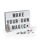 EASYmaxx LED-Leuchtkasten Light Box - Für individuelle Textbotschaften | Mega-Set mit 150 bunten Emojis und 173 austauschbaren Buchstaben, Zahlen und Symbolen | Mit Timerfunktion [A4]