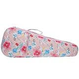 GLEAVI Bedruckte Ukulelentasche 21 Zoll mit PU Leder und Wollfutter Gepolstert mit Schultergurt für Outdoor und Reisen