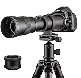 JINTU 420-800mm f/8.3 Manueller Fokus Spiegelloses Kamera objektiv für Sony E Mount NEX A6600 A6500 ZV-E10 A7IV A6400 A7II A7SIII A7III A7C A6600 A6100 A7RIV A6000 A7RIII Metall (Schwarz)