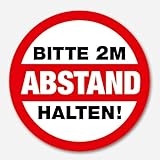 Bitte 2m Abstand halten! 5 große Aufkleber rund, wasserfest