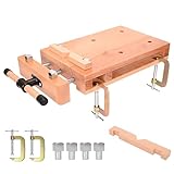 MYOYAY Tragbare Hobelbank, Holz Mini Werkbank Verstellbarer Schraubstock Workbench Mobile Werkbank Holzschraubstock, Werktisch aus Buchenholz für Klemmen und Hobeln, 53x28x7 cm