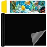 MINISOISO 2 Pcs Aquarium Hintergrund Schwarz, 30 x 200 cm Statisch Haftender Aquarium Hintergrund, Aquarium Rückwand, Aquarium-Tapetendekorationen Für Aquarien