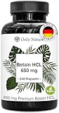 Betain HCL 650 mg - 240 Kapseln - Sodbrennen Tabletten - Hochdosiert - in Deutschland produziert & Laborgeprüft - Vegan - Betaine HCL