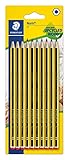 STAEDTLER Bleistift Noris 120, Made from Upcycled Wood, Härtegrad HB, Rutschfeste Soft-Oberfläche, hohe Buchfestigkeit, hohe Qualität Made in Germany, Blisterkarte mit 10 Stück, 120-2BK10D