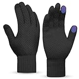 Winterhandschuhe Touchscreen Handschuhe Fingerhandschuhe und Winddicht Winterhandschuhe Elastische Stulpe Thermofutter Wollhandschuhe für kaltes Wetter, Geeinget für Damen und Herren, M, Schwarz