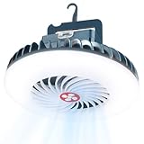 PlayDen LED Campinglampe mit Ventilator USB-aufladbar, 2-in-1 Camping Ventilator mit Licht, Magnetisch Zelt Lampe Lanterne Outdoor Camping Zubehör für Wandern Angeln Strand Wohnwagen Camper Auto