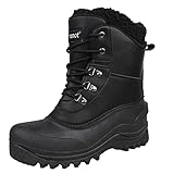 riemot Winterstiefel Damen Herren Wasserdicht Gefüttert Schneestiefel Warme Snow Boots Rutschfest Winter Schuhe, Schwarz, 36 EU