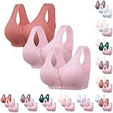 MGJkhiy 3er Pack Damen BH Ohne Bügel Spitze Bustier Soft Bra Weich Starker Halt Minimizer Bra Bequem In Vielen Farben Vorderverschluss BH Set Damen