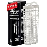 Hagerty Set 2x Silver Bath Silbertauchbad mit Anlaufschutz je 580 ml I Effektives Silberputzmittel für Besteck aus Silber & versilbertem Metall I Silber-Reinigungsbad für erneuerten Glanz + Tauchkorb