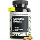 natural elements Curcuma Extrakt – Hochdosiert: Curcumingehalt EINER Kapsel entspricht 10.000mg Kurkuma – Hochdosiert aus 95% Extrakt – 90 Kapseln
