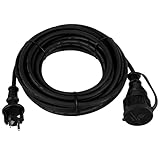 REV Verlängerung 10m Verlängerungskabel für den Außenbereich max. 3680W IP44 spritzwassergeschützt schwarz