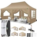 3x6m Pavillon, COBIZI Faltpavillon 3x6 Wasserdicht Stabil mit 6 Seitenteilen,Upgrade-Hochdach und Tragetasche, Gartenpavillon Partyzelt für Garten, Party, Festival, Hochzeit, UV50+