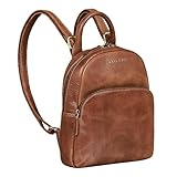 STILORD 'Ruby' Daypack Damen Leder Rucksack Kleiner Lederrucksack Vintage Rucksackhandtasche Cityrucksack für Ausgehen Shopping Tagesrucksack S Echtleder, Farbe:Andorra - braun