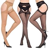 3 Paar Strumpfhose Ouvert für Damen Ouvert Strumpfhose Strapsstrumpfhose für Damen Strumpfhosen Ouvert für Damen Ouvert Strumpfhose Frau Sexy Strumpfhosen für Frauen Strumpfhose Offener Schritt