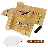 Abree Mini Fingerskateboard-Park Kit mit 8 unabhängige Anbauteile und 3 Fingerboards (Dunkelgelb)