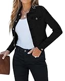 Roskiky Frühling Jacke Damen Blazer Damen Kurz Wahres Schwarz XL