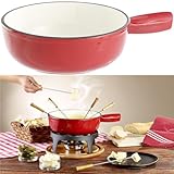 Rosenstein & Söhne Zubehör zu Käsefondue-Set Gusseisen: Käsefondue-Topf aus Gusseisen, 24 cm (Versandrückläufer) (Fondue-Pfannen, Käsefondue-Topf für Induktionsherd, Raclette)