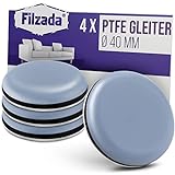 Filzada® 4x Teflongleiter Selbstklebend - Ø 40 mm (rund) - Profi Möbelgleiter/Teppichgleiter PTFE (Teflon)