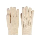 MultiValue Winterhandschuhe mit Fleece, 3-Finger Touchscreen Warme Handschuhe Thermo Strickhandschuhe für kaltes Wetter (Weiß, M)