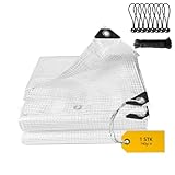 Abdeckplane Wasserdicht 2x3m Gitterfolie Gewächshaus Folie Winterfest Gitterplane Gewebeplane 140g/m² Transparent Plane mit ösen Für Schutz Pflanzengewächshaus Gartenmöbel Boot LKW Brennholz