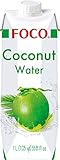 FOCO Kokoswasser, pur, erfrischender Durstlöscher, Sportgetränk, kalorienarm, von Natur aus vegan, 100 % Kokosnusswasser - 1 x 1 l