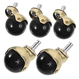 Gatuida 5 Stück Goldene Kugelrollen für Bürostühle und Möbel Leise Einfach zu Montieren Passend für Computerstuhl Geeignet für Teppich Fliesen Vinyl Vielseitig Einsetzbar