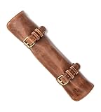 Angus Stoke Messertasche Leder für Köche - Echt-Leder Kochmesserrolle groß – Messer Tasche Kochmesser verschliessbar -Kochtasche Sam (Mahagoni)