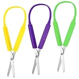 3 Stück Kinderschere Bastelschere Kinder Adaptive Schere für Kleinkinder 14 cm Schere Kinder Scissors Elastische Ringschere Bunte Federschere für Kinder mit Besonderen Bedürfnissen