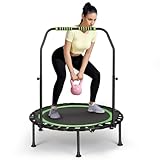 Fitness Trampolin klappbar ohne Installation 41.7 Zoll Mini Trampoline Tragfähigkeit 150 KG 3 verstellbare Handgriffstufen Stabiler und leiser für Kinder u. (Grünes Trampolin)