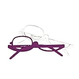 STOP TO SHOP! Vergrößerungs-Make-up-Lesebrille – 2er-Pack Kosmetik-Make-up-Brille – Flip Lens Eyewear Weiß/Lila (1)