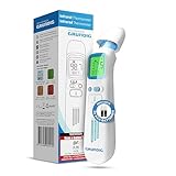 Grundig Fieberthermometer kontaktlos TESTSIEGER - Hochpräzise Fieber an Ohr Stirn Erwachsene Kinder und Baby blitzschnell messen I mit Batterien I Thermometer Fieber Stirnthermometer Ohrthermometer