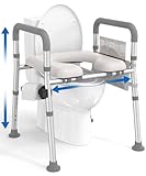 HOMLAND Erhöhter Toilettensitz mit Griffen, Toilettensitzerhöhung für Senioren mit verstellbarer Höhe und Breite, Toilettenerhöhung für ältere Menschen, Schwangere, passend für jede Toilette