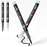 FAYAHAR 4 Stück Textilstifte Waschmaschinenfest, Stoffstifte Waschmaschinenfest, Stoffstifte, Ungiftig, Stoffmalfarben Waschfest, für T-Shirts, Stofftaschen und Andere Textilien (Schwarz, Weiß)