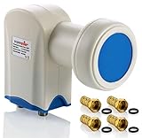 Poppstar Twin LNB 2-Fach LNC Set mit 4X F-Stecker für 2 Teilnehmer Kabel Sat Satelliten-Schüssel (digital, 4K, Full HD, 4k UHD, 3D TV)
