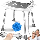 KESSER® Duschhocker höhenverstellbar | Leichter Badhocker rutschfeste Gummifüße Duschstuhl 136KG belastbar | Duschhilfe Senioren | Saugnapf Haltegriff Badewannengriff | Duschsitz mit Brausehalterung