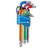 Högert Technik - TORX Set Schlüssel I TORX Schraubendreher set von 9 Stück I Größen T10 bis T50 I Aus S2-legiertem Stahl I Beständig gegen Verformung und Abrieb I HT1W817 - Mehrfarbig