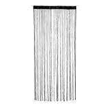 Fadenvorhang für Terrasse, Wohnzimmer, Schlafzimmer, Trennvorhang, Fliegenbekämpfung, einfarbig, Schwarz