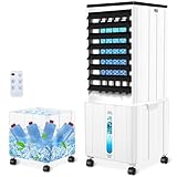 Klimaanlage ohne Abluftschlauch, 12L Klimaanlage Mobil mit 12H Timer, 3 Modus, 40dB, 60W, 120°Oszillation, Abnehmbare Wassertank, Fernbedienung, Leise Klimagerät Luftkühler für Wohnung Zimmer Räume