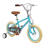 14 Zoll Kinderfahrrad mit Stützrädern,Jungen Kinder Bike Blau,Verstellbares Design,Doppelte Bremsen (vorne und hinten),Tragfähigkeit von 110,2-176,4 lbs,Scheibenbremsen UND Vorderradgabel, für Kinder