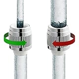 LAXARA® | Wassersparer für Dusche Chrom | Einstellbar von 0,1-23 l/min. | Passend nahezu für alle Handbrausen, Duscharmaturen & Duschköpfe | Installation ohne Werkzeug | Durchflussbegrenzer Dusche