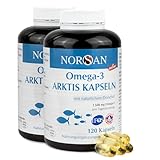 NORSAN Premium Omega-3 Arktis Dorschöl Kapseln 2x120 Kapseln - 1.500 mg Omega-3 pro Portion - Fischöl Kapseln aus nachhaltigem Wildfang