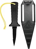 CRESSI Unisex-Adult Mamba Knife Coated Tauchermesser mit schlankem, spitzem Design, 7 cm Klinge mit glatter/gezahnter Schneide, Schwarz/Teflon Schwarz, 16 cm