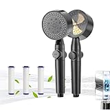 Dabeto Wassersparender Duschkopf, Propeller Duschkopf mit Filter, 360° Drehbare Handbrause, Sparduschkopf mit Stoppfunktion, Duschkopf mit Gegen Kalk, Schützt Haut und Haare (1 Satz Grey)