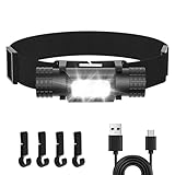 EBUYFIRE Stirnlampe LED Wiederaufladbar, 7 Lichtmodi, Mit Rotlicht Warnlicht, IP66 wasserdicht Mini 180° Einstellbarer Winkel Headlamp, zum Angeln, Camping, Lesen, Wandern, Radfahren