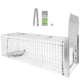 Petigi Lebendfalle zum Fangen und Umsiedeln von Marder, Katze, Biber, Fuchs, Kastenfalle aus Edelstahl, Marderfalle zur Tierabwehr, Ausführung: Modell 16 (80 x 26 x 26 cm)