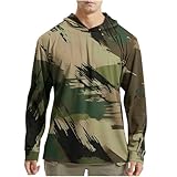 Mrat Herren-Sonnen-Shirt, UV-Schutz, LSF 50+, mit Kapuze, Rashguard, Wandern, Angeln, Schwimmen, schnelltrocknend, Outdoor-Oberteile, Rashguard, T-Shirt, atmungsaktiv, Camouflage