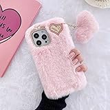 ZTUOK Schutzhülle für iPhone 11 - Luxuriös, Warm, Handgefertigt, Weiches Fell, Flauschig, Plüsch, Stoßfest - Rosa